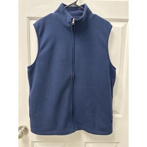 Mens Pine Trails Casual Comfort Full Zip Navy Fleece Vest Large